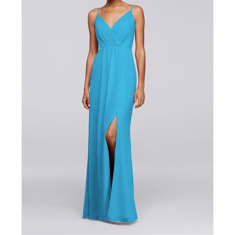 Bridesmaids Dress; Double Beaded Straps (Malibu)